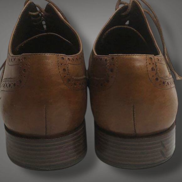 Men\'s Size 13 COLE HAAN Henry Grand Wingtip British Tan Leather Oxford Shoes EUC main image 4